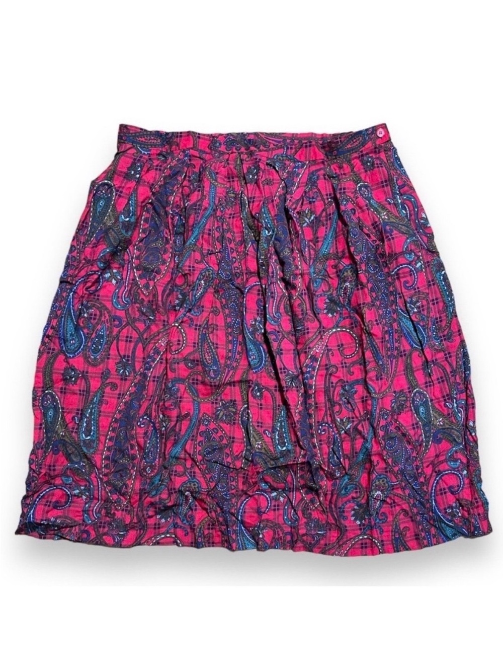 Vintage 60s/70s Koret Red Plaid Paisley Skirt Womens Plus Sz 24W Retro Academia